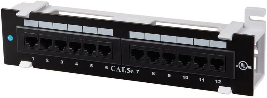 Panel de conexión Cat 5e Mini de 12 puertos con soporte de montaje 89D