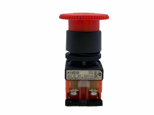 AR22V2R-02R PUSHBUTTON EMERGENCY STOP MUSHROOM DPST PUSH-LOCK TURN-RESET 40 MM DIAMETER RED