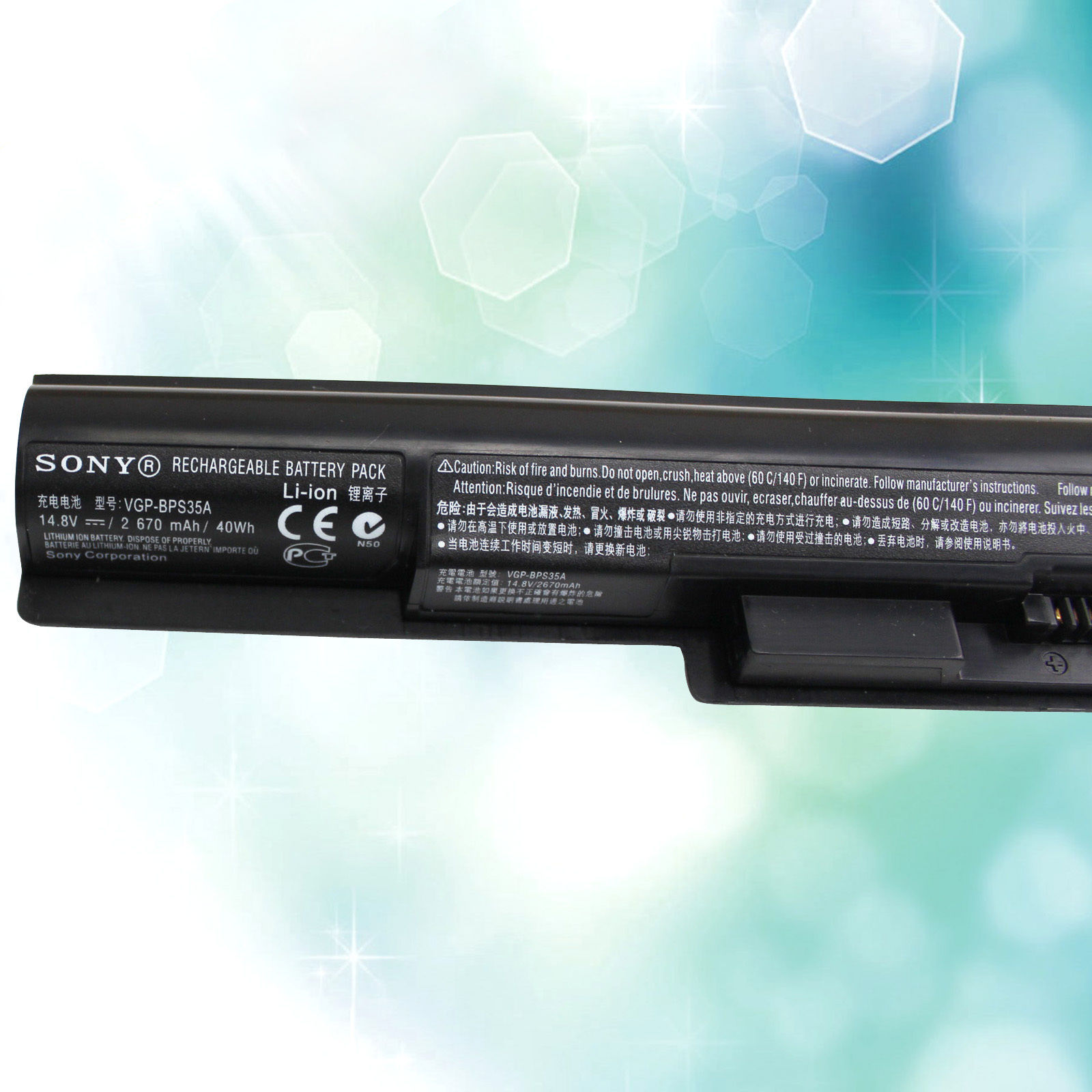 40WH Genuine Original VGP-BPS35A Battery Sony Vaio 14E 15E SVF14215SC SVF15218SC.Voltage: 14.8V  Capacity: 40WH/2670mAh  Color: Black