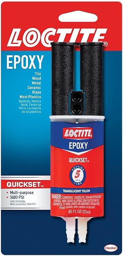 Epoxi de secado rápido de Loctite, 0.85 onzas líquidas, con jeringa (1395391), Amarillo,