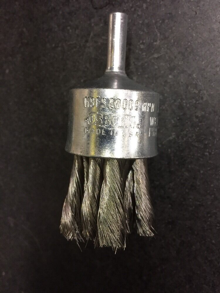 OSBORN 30038 ALAMBRE DE NUDO CEPILLO DE EXTREMO DE ACERO INOXIDABLE DE 1, 20000 RPM, VÁSTAGO DE 1/4 .006SS