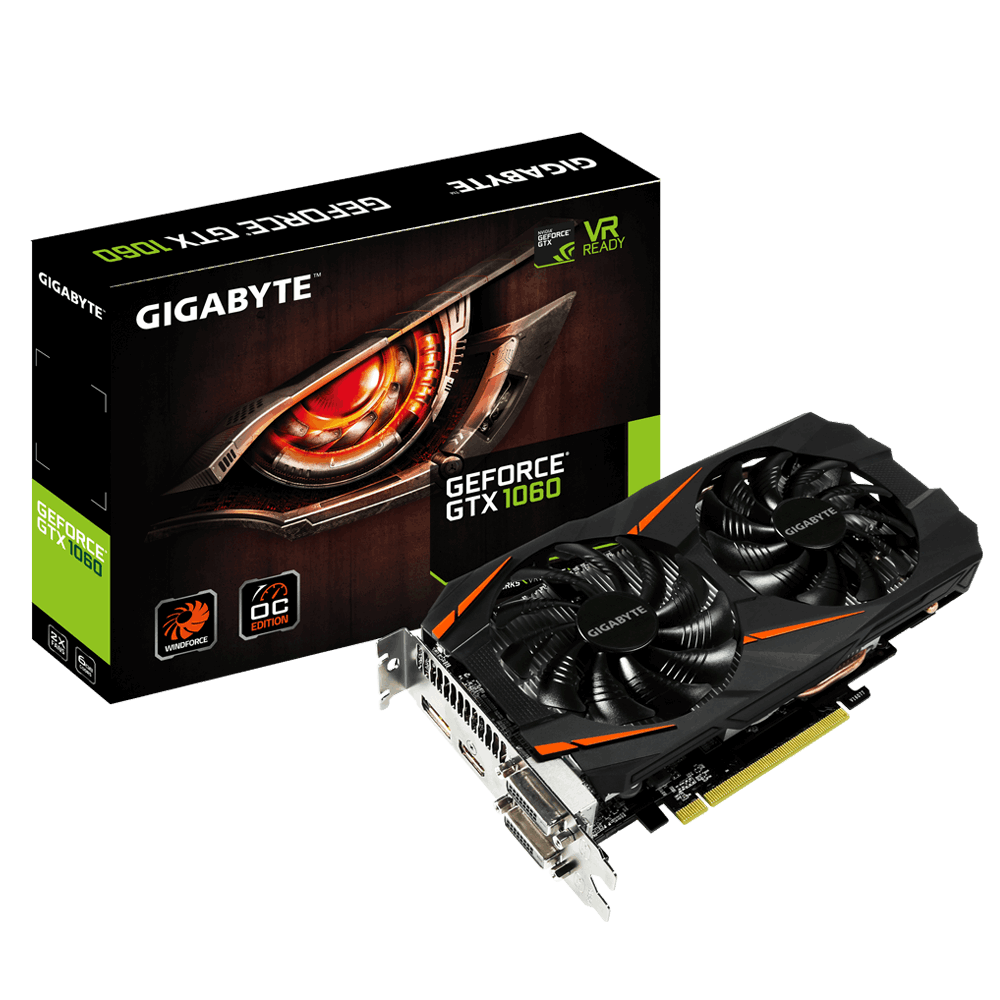 GIGABYTE VC GV-N1060WF2OC-6GD GTX 1060 6G  D5 192B PCIE HDMI/DP/DVID10c