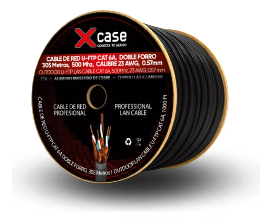 CABLE U/FTP CAT6A 305MTS XCASE BLINDADA P/EXTERIOR 10GBPS