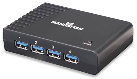 HUB USB V3.0 4 PTOS CON FUENTE, NEGRO