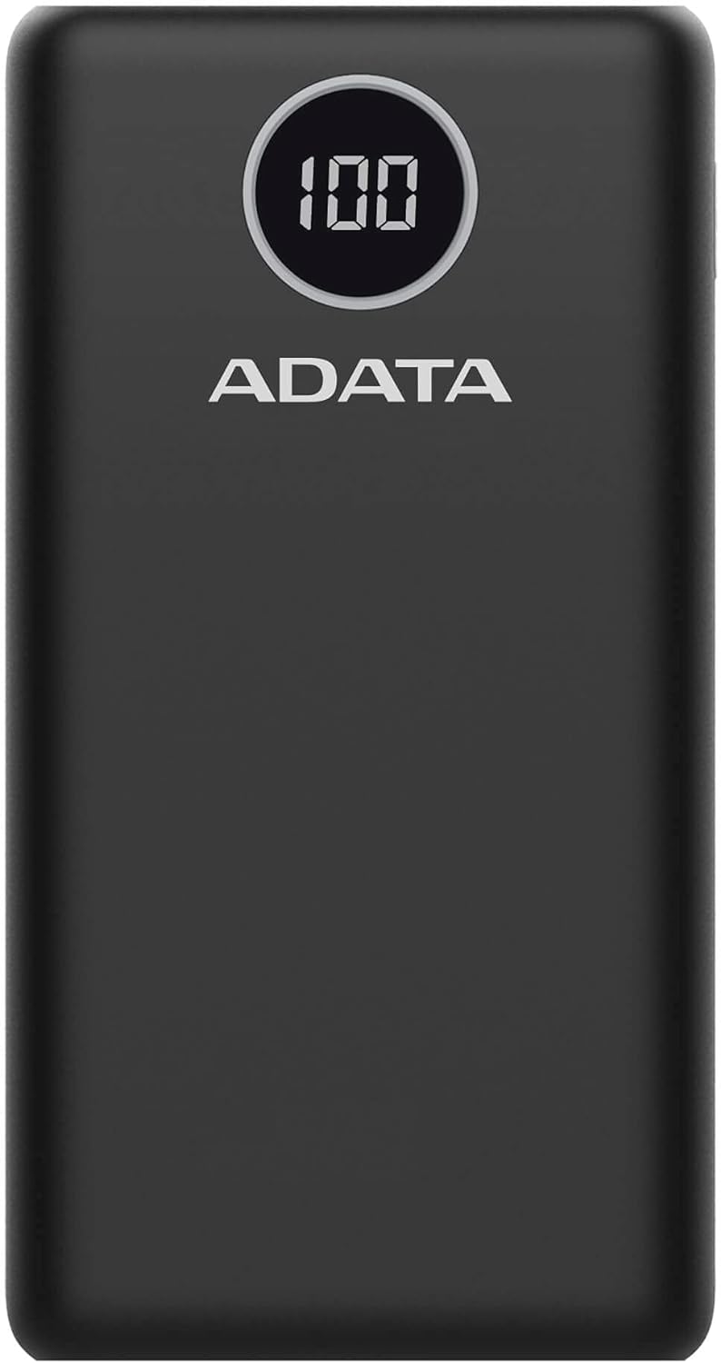 ADATA POWERBANK BATERÍA PORTÁTIL RECARGABLE P20000QCD POWER BANK DE 20,000 MAH (74WH), COLOR NEGRO