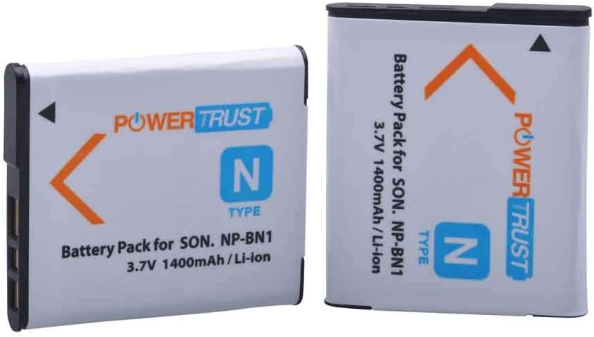 PowerTrust 2 baterías NP-BN1 para Sony NP BN1 NPBN1 BC-CSN y Cyber-Shot DSC-QX10 QX30 QX100 DSC-TF1 DSC-TX10 TX20 TX30 DSC-W530 DSC-W570 DSC-W650 DSC-W800 0 DSC-WA Cámara digital 830