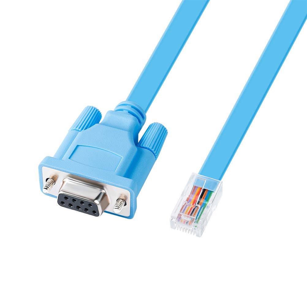 DTECH CABLE DE CONSOLA DB9 A RJ45 ADAPTADOR SERIE DE ADMINISTRACIÓN DE DISPOSITIVOS CISCO (6 PIES, AZUL)