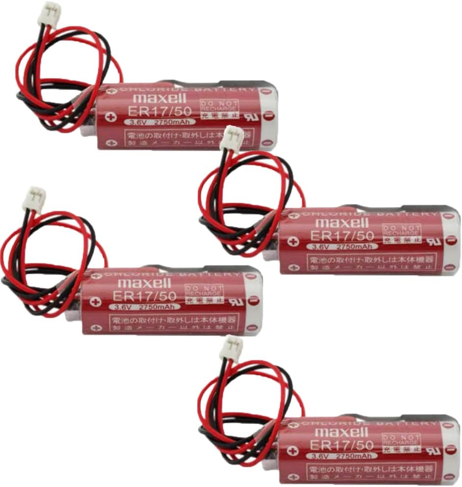 TOPMAO 4 PIEZAS MAXELL ER17/50 3.6 V 2750 MAH AA PLC  BATERIA DE LITIO CON ENCHUFE BLANCO