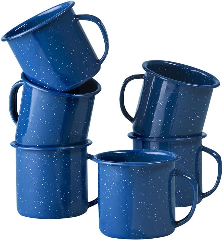 CINSA JUEGO DE TAZAS CAFETERAS RUSTIK 6 PIEZAS 8 CM CON CAPACIDAD 360ML PELTRE LIGERO AZUL REAL NEVADO