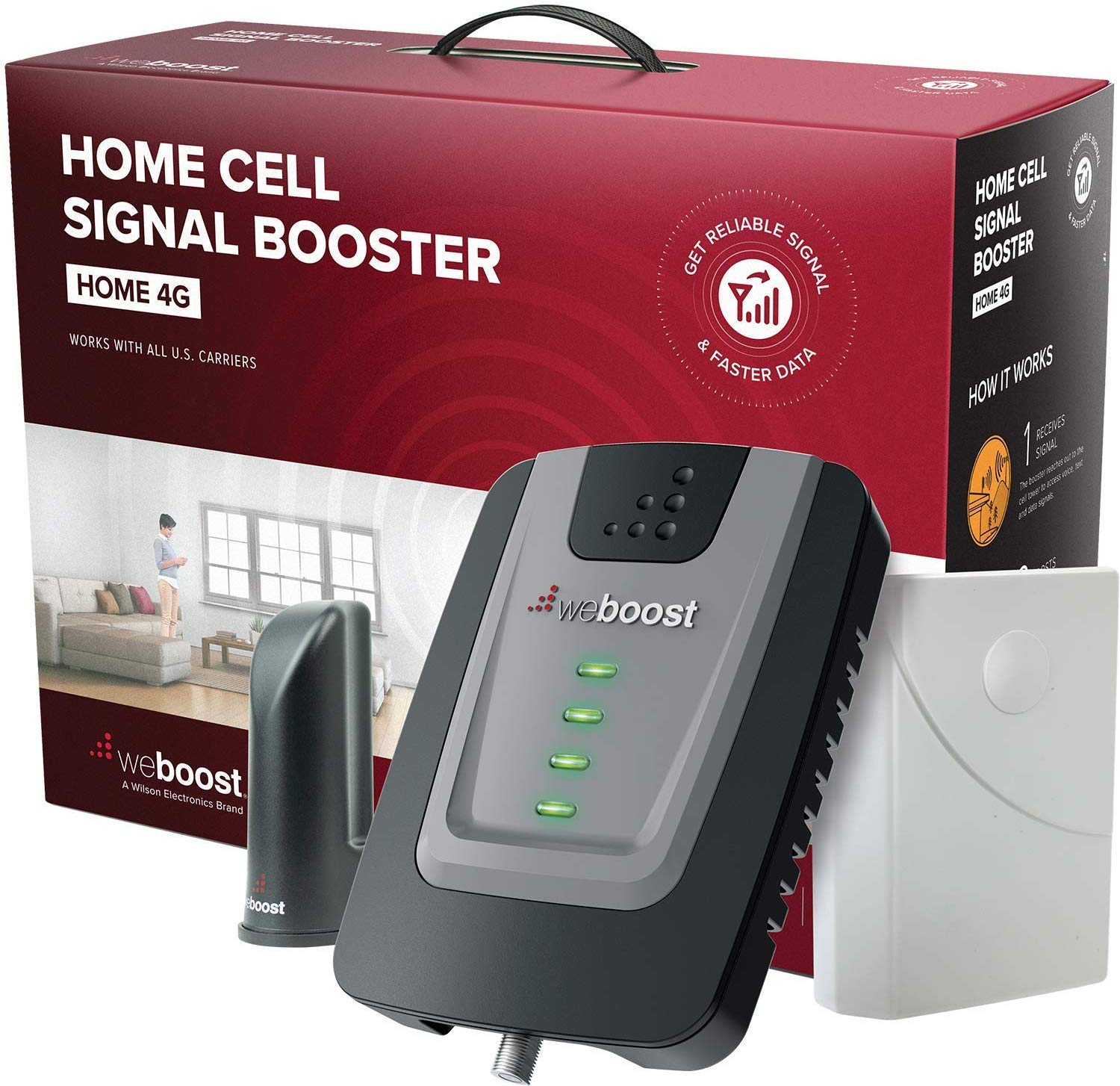 weBoost Home 4G (470101) Cell Phone Signal Booster Kit Up to 1,500 sq ft All U.S. Carriers - Verizon, AT&T, T-Mobile, Sprint & More | FCC Approved