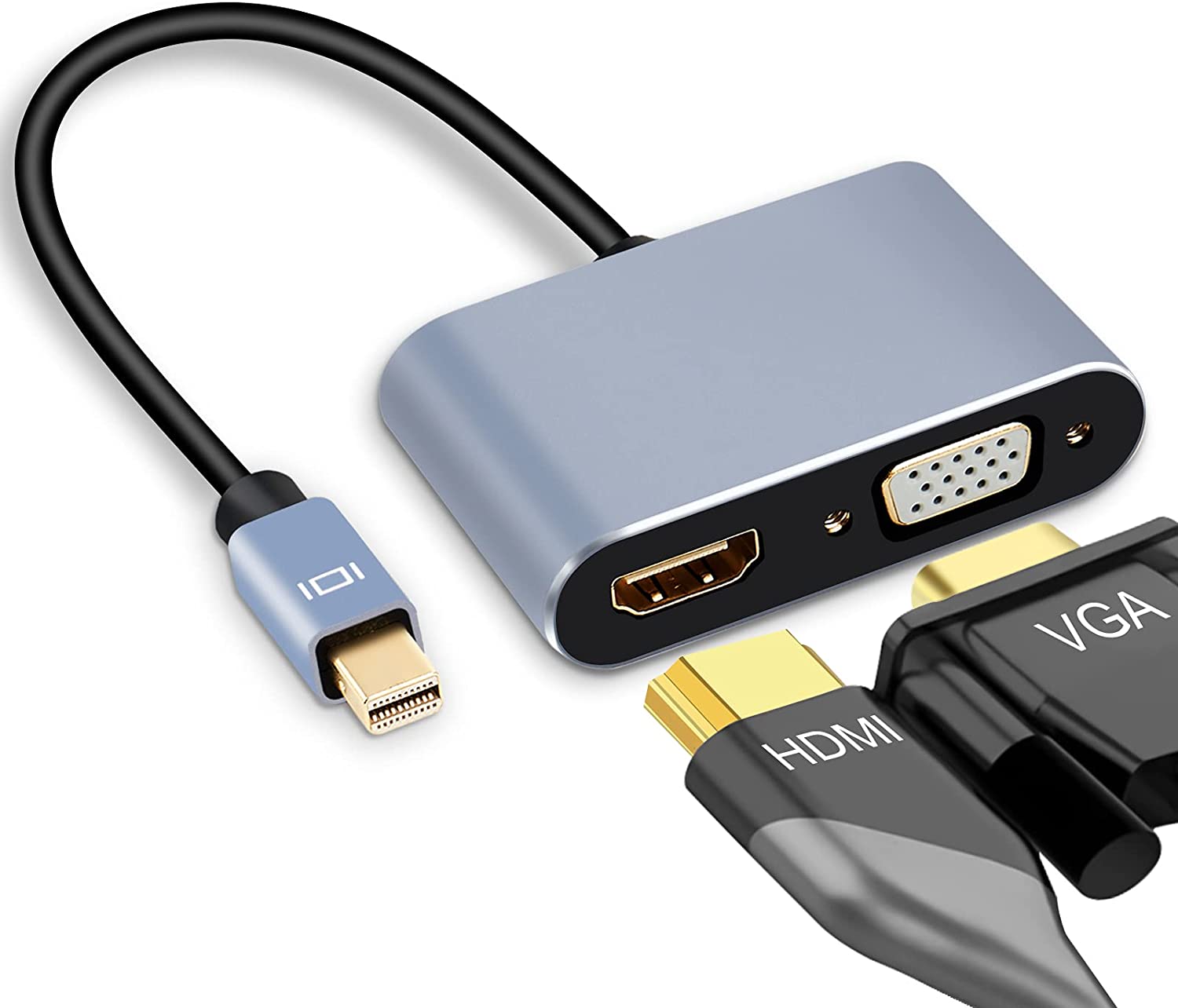 VAGALBOX Adaptador Mini DisplayPort Thunderbolt a HDMI y VGA Alta Resolucion para Macbook, Macbook Pro, iMac, Macbook Air y Mac Mini, Microsoft Surface Pro, Thinkpad X1 Carbon Touch Helix