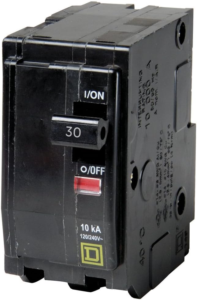 Schneider Electric QO230 Interruptor Termomagnético Enchufable de 2 Polos 30 A con Ventana y Bandera de Disparo Visi-Trip