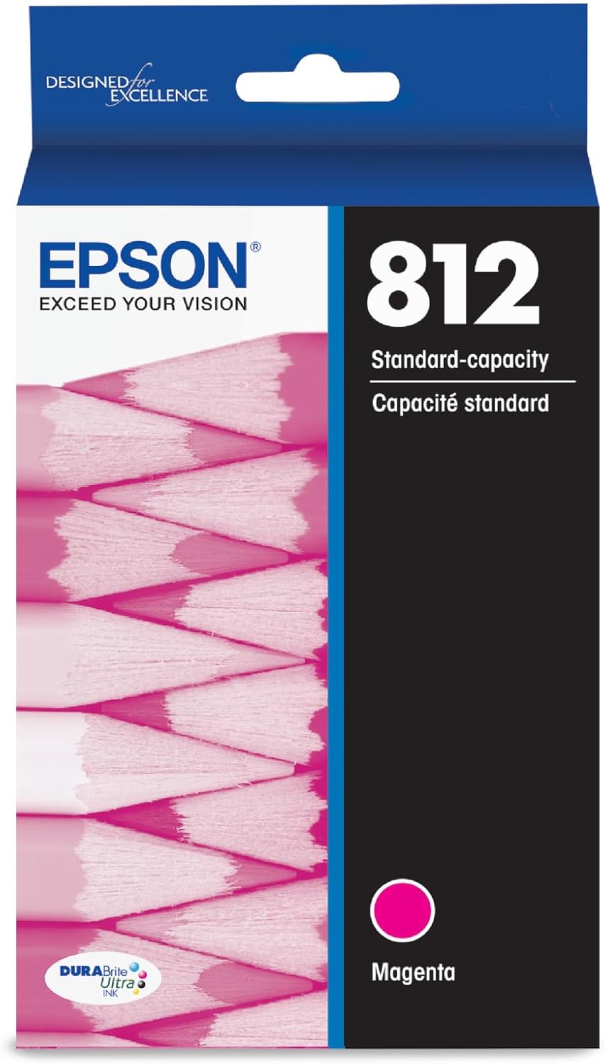 EPSON 812 DURABRITE ULTRA INK CARTUCHO MAGENTA DE CAPACIDAD ESTÁNDAR (T812320-S) FUNCIONA CON WORKFORCE PRO WF-7310, WF-7820, WF-7840, WORKFORCE EC-C7000