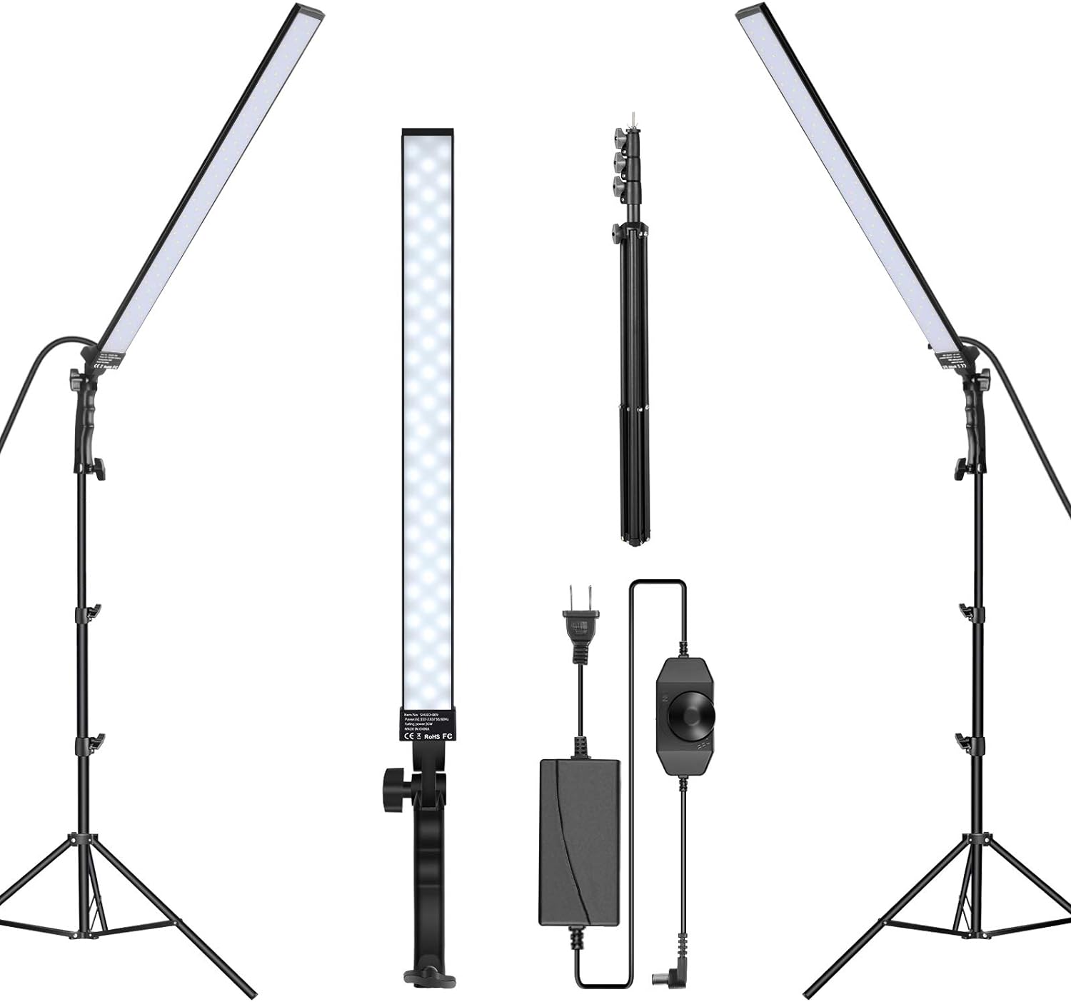 NEEWER Kit de Barra de Luz de Video LED, 2 Pack Kit de Iluminación de Fotografía Regulable 5500K con Soporte de Luz de 79 Pulgadas para Luz de Relleno de Video Fotográfico