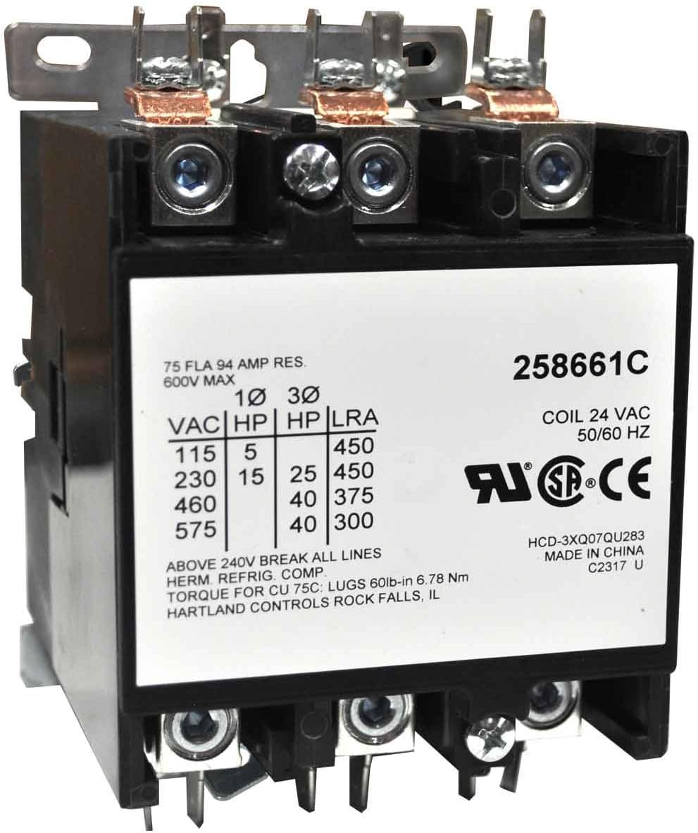 MILLER 258661 CONTACTOR, DEF PRP 75A 3P 24VAC BOBINA W/BOXLUG