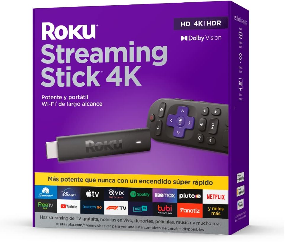 ROKU STREAMING 4K DISPOSITIVO DE STREAMING 4K/HDR/Dolby VISIÓN CON CONTROL REMOTO /COMPATIBLE CON ALEXA, SIRI Y GOOGLE .