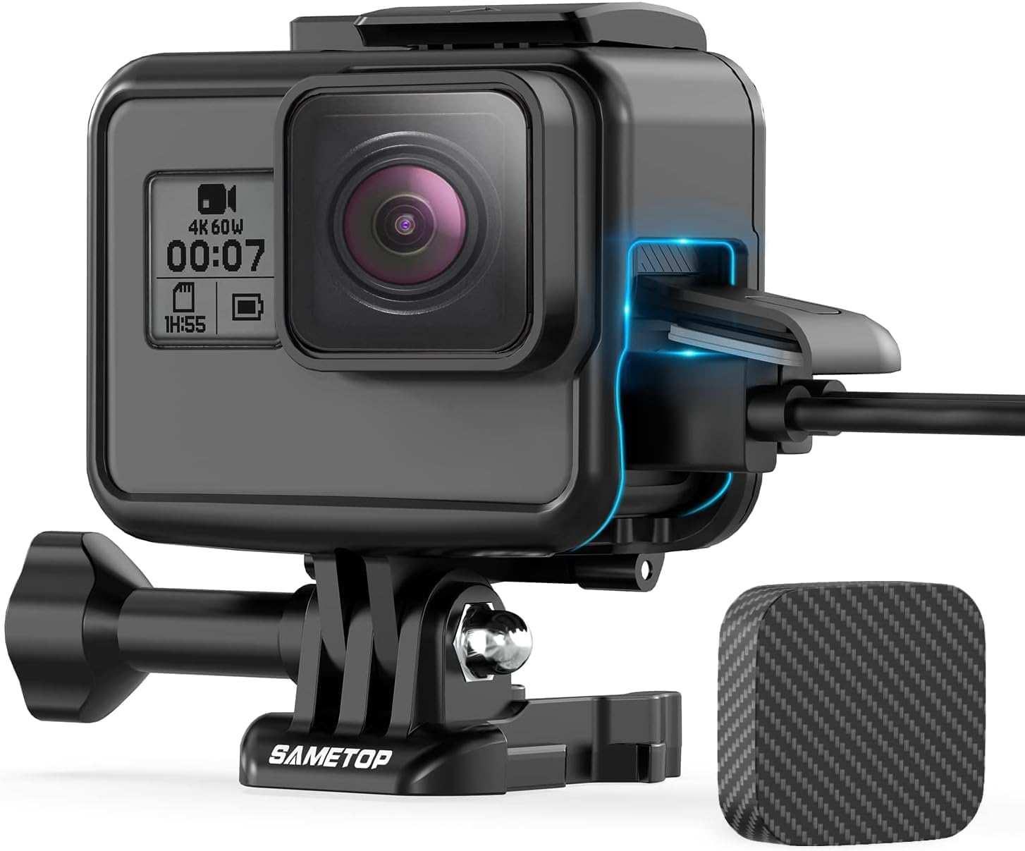 SAMETOP - CARCASA PARA MONTAJE DE MARCO COMPATIBLE CON CÁMARAS GOPRO HERO7 NEGRO/PLATA/BLANCO, HERO6/5 NEGRO, HERO (2018)