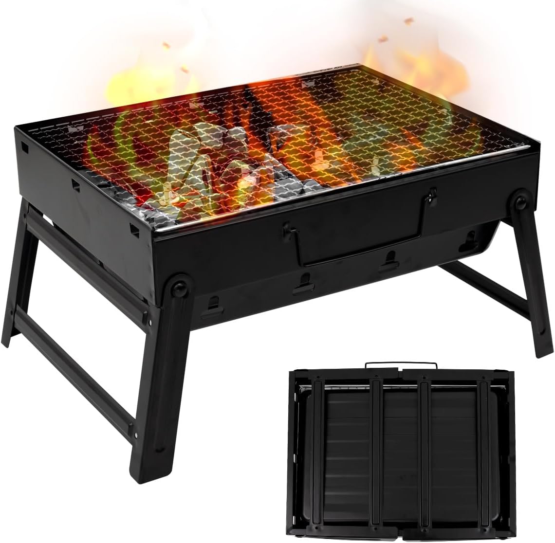 SELECTSHOP ASADAR PARRILLA DE LUJO  PARRILLA  ACERO  INOXIDABLE ASADOR DE CARBON ASADOR PORTATIL ASADORES PLEGABLES HORNO PLEGABLES HORNO PLEGABLE ASADO AL AIRE LIBRE PARA CAMPING PICNIC   (35 CM)