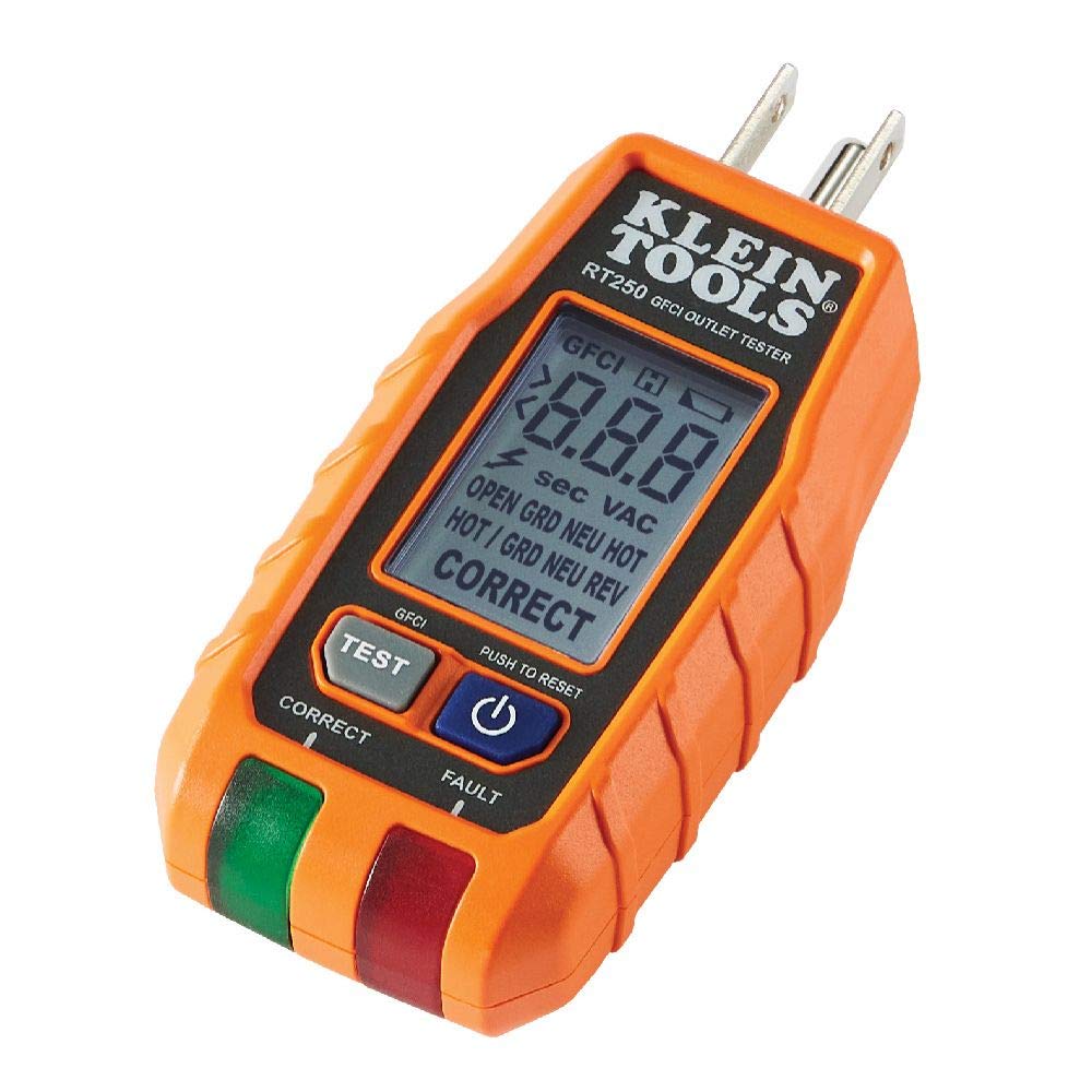 Probador de Tomacorrientes con verificación GFCI y Pantalla LCD. - RT250 Klein Tools