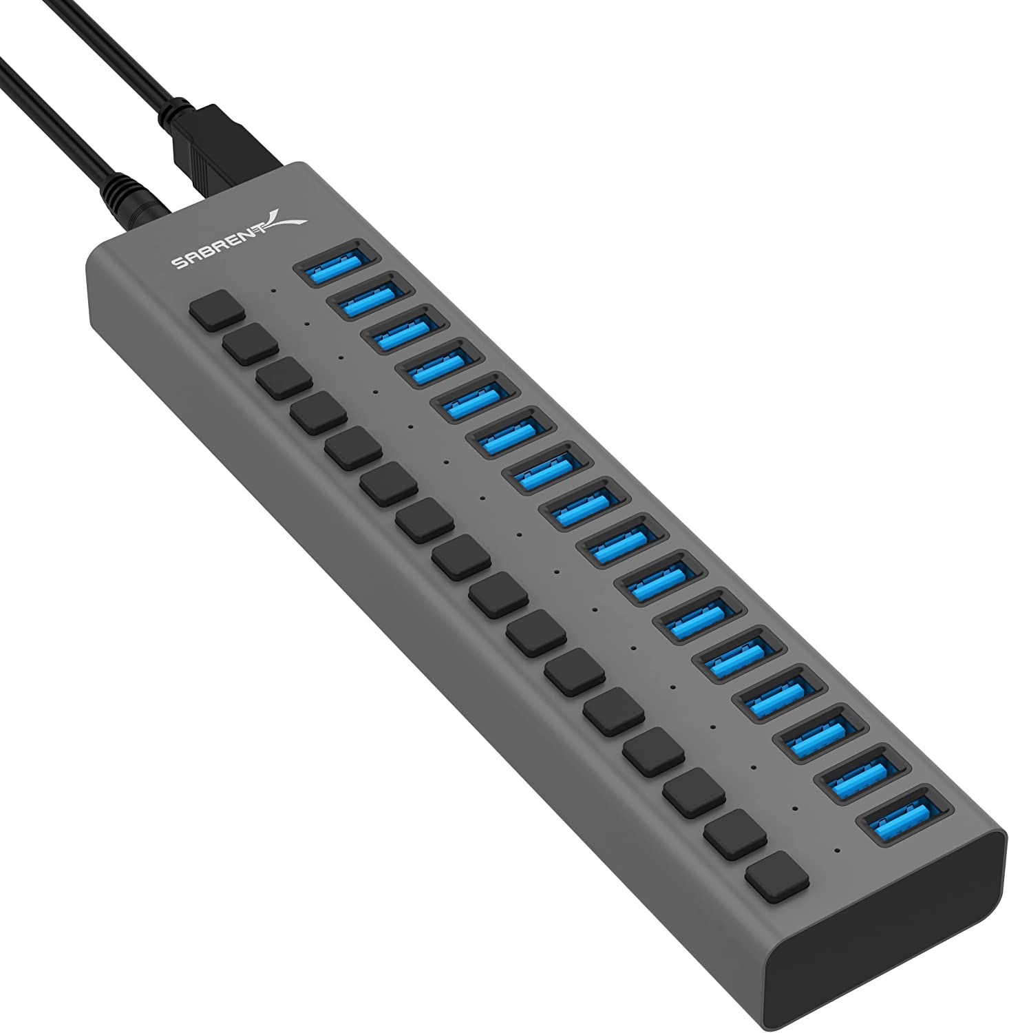Sabrent 16-PORT USB 3.0 DATA HUB y cargador con interruptores individuales [90 vatios] (HB-PU16)