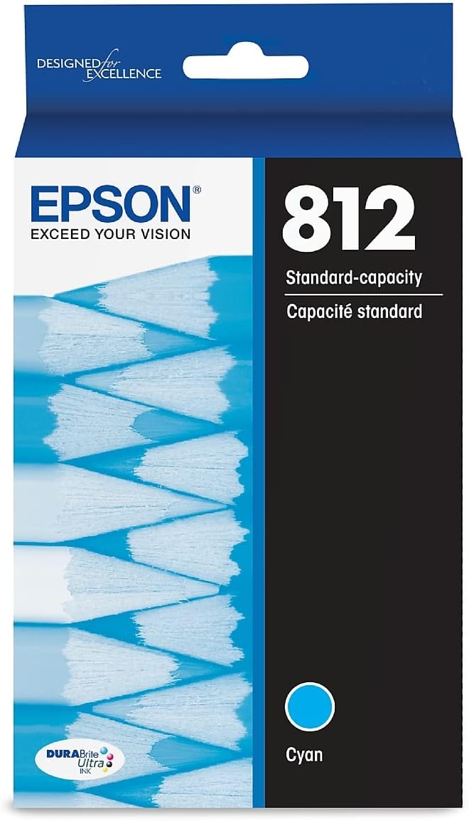 EPSON 812 DURABRITE ULTRA INK CARTUCHO CIAN DE CAPACIDAD ESTÁNDAR (T812220-S) FUNCIONA CON WORKFORCE PRO WF-7310, WF-7820, WF-7840, WORKFORCE EC-C7000