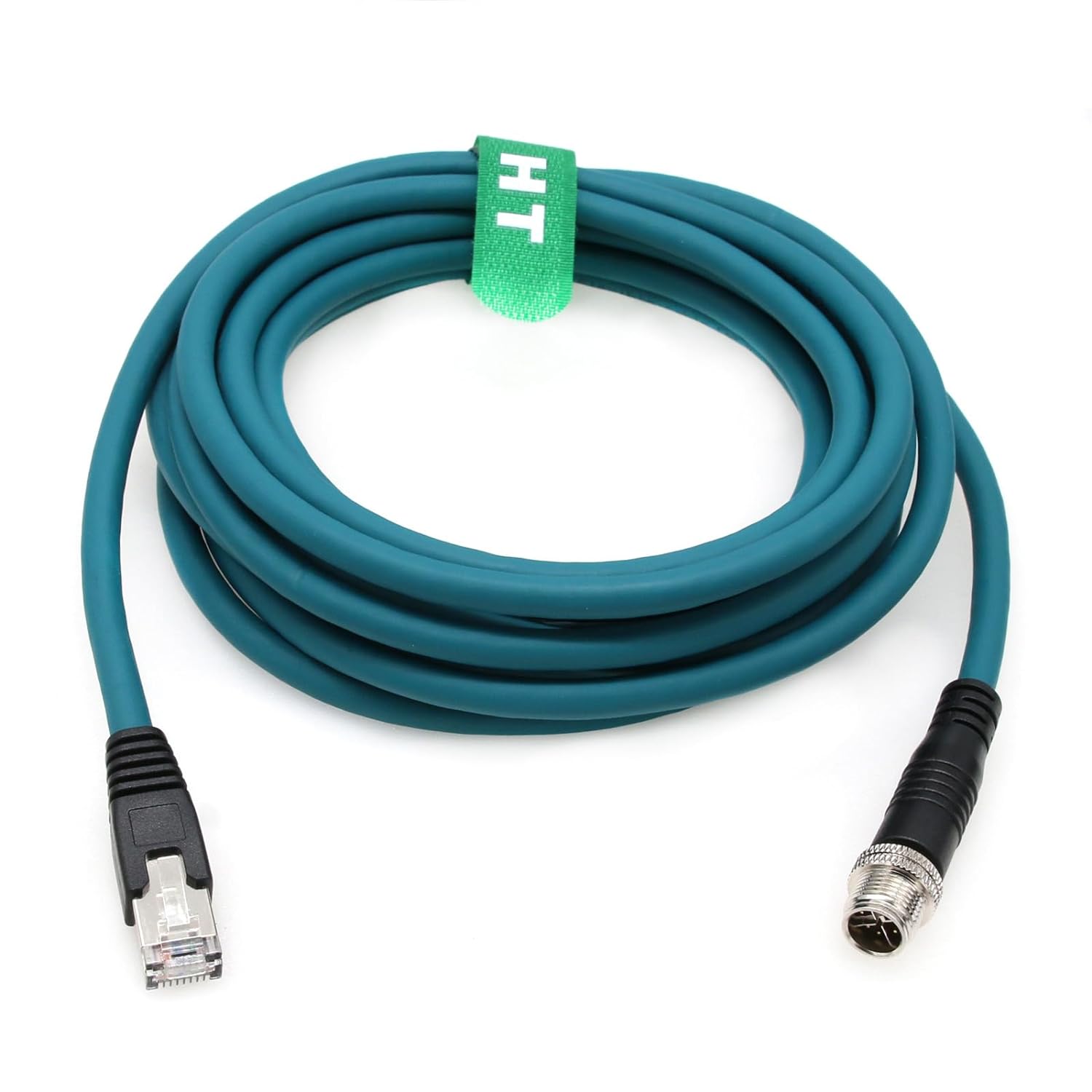 M12 Ethernet 8 Pin X-Coded RJ45 CAT-7e GigE Cable para redes informáticas Switch Cognex Industrial Cámara Sensor (16.4 ft)