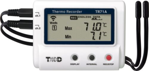 TR71A Registrador de datos de temperatura Wi-Fi y Bluetooth de 2 canales