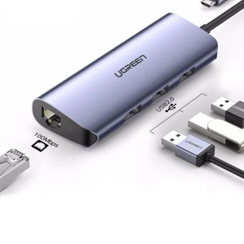 CONVERTIDOR UGREEN USB-C A HDMI/VGA/DP BLACK 60568