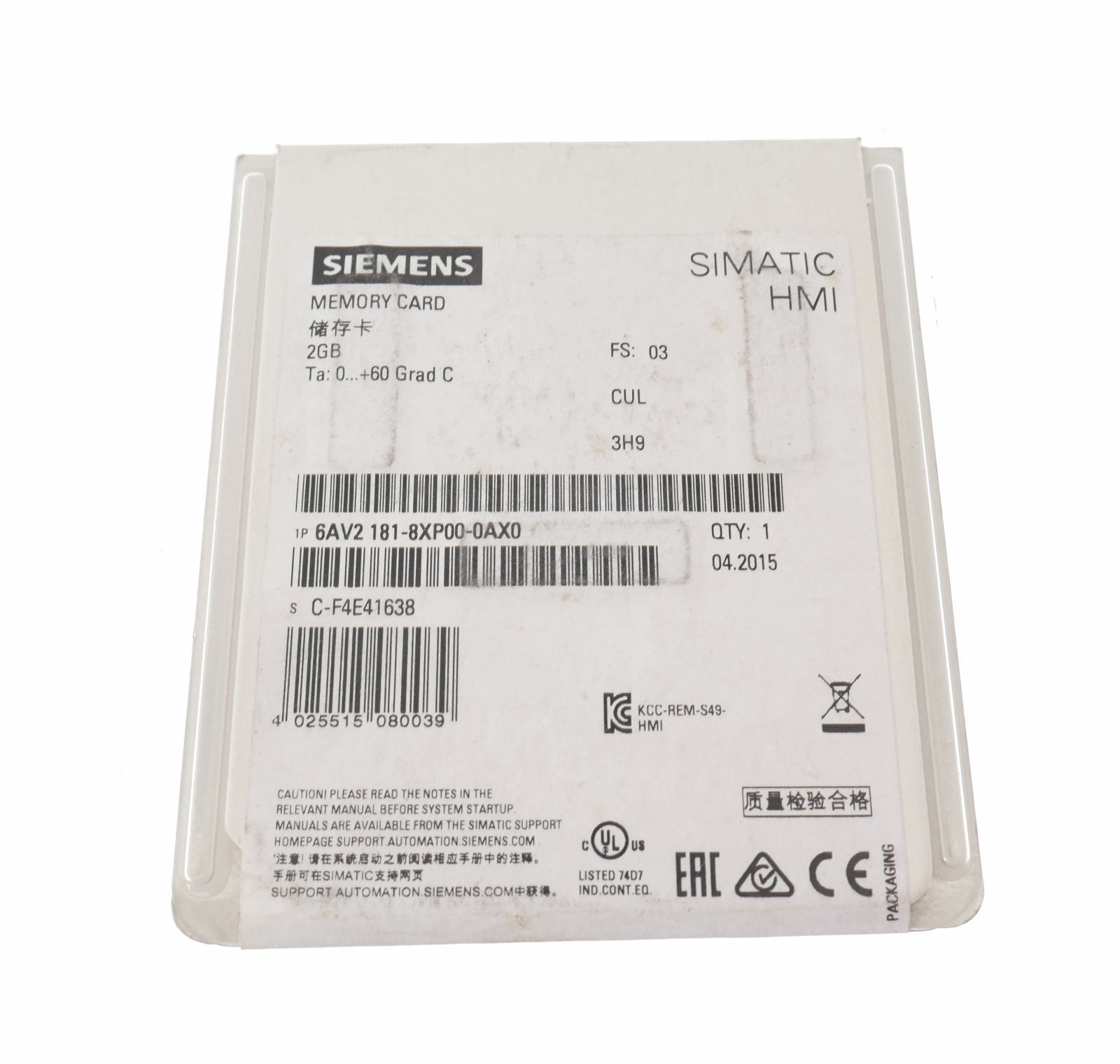 TARJETA DE MEMORIA SIEMENS 6AV2 181-8XP00-0AX0 6AV21818XP000AX0