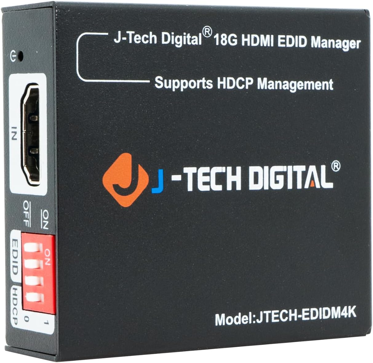 J-TECH DIGITAL HDMI EDID EMULATOR HDCP MANAGER 4K60HZ AUTO DOWNSCALING, 8 EDID MODES & CUSTOM EDID SETTINGS, POWER BY USB C OR HDMI, SUPPORTS CEC ON/OFF [JTECH-EDIDM4K]