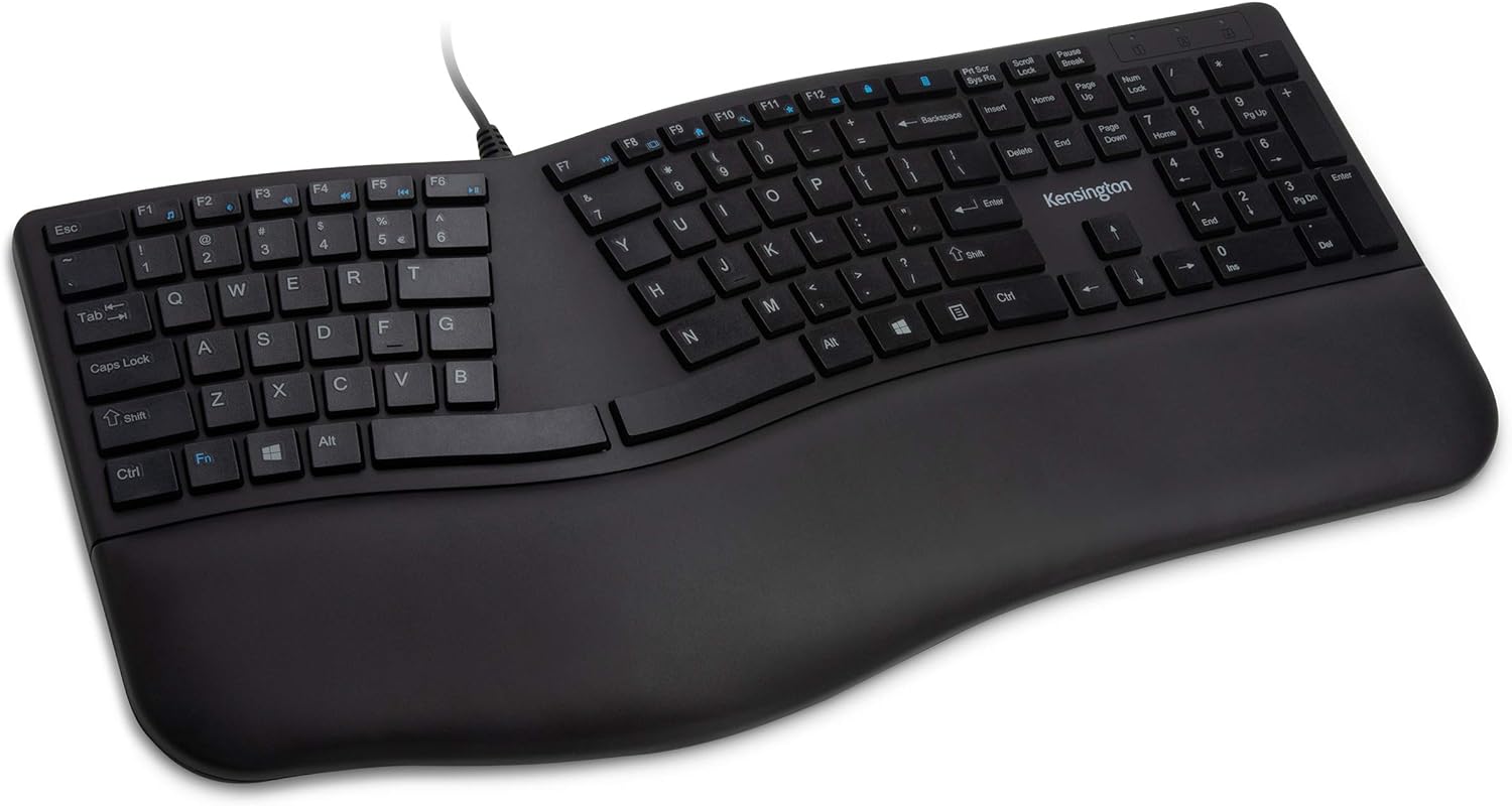 KENSIGTON PRO FIT TECLADO ERGONOMICO CON CABLE, COLOR NEGRO. Negro (K75400US)