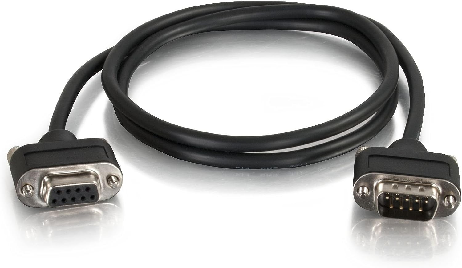 C2G 52183 Serial RS232 DB9 Null Modem Cable with Low Profile Connectors M/F, In-Wall CMG-Rated, Black (3 Feet, 0.91 Meters)