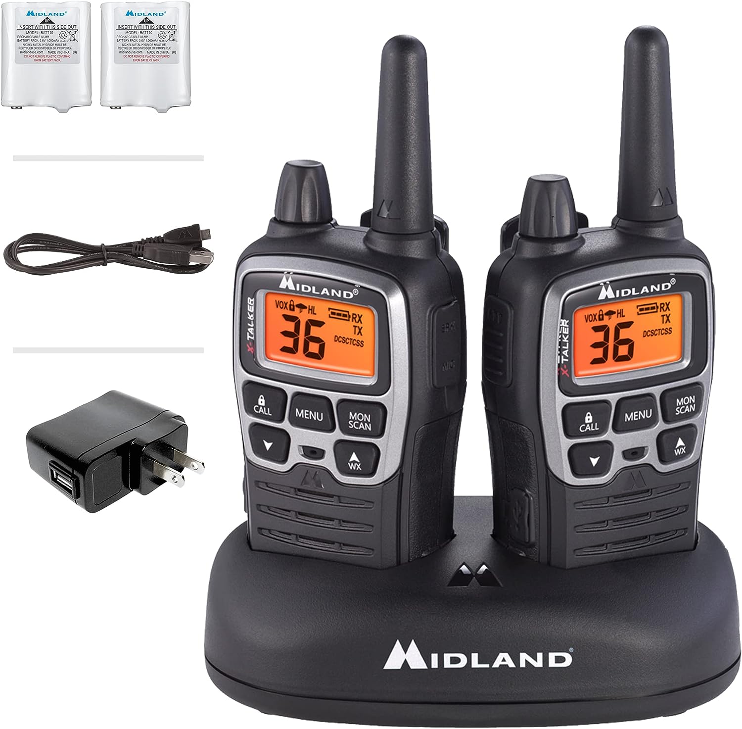 Midland T71VP3 Radio de 2 Vías con Kit de Recarga 38 Millas