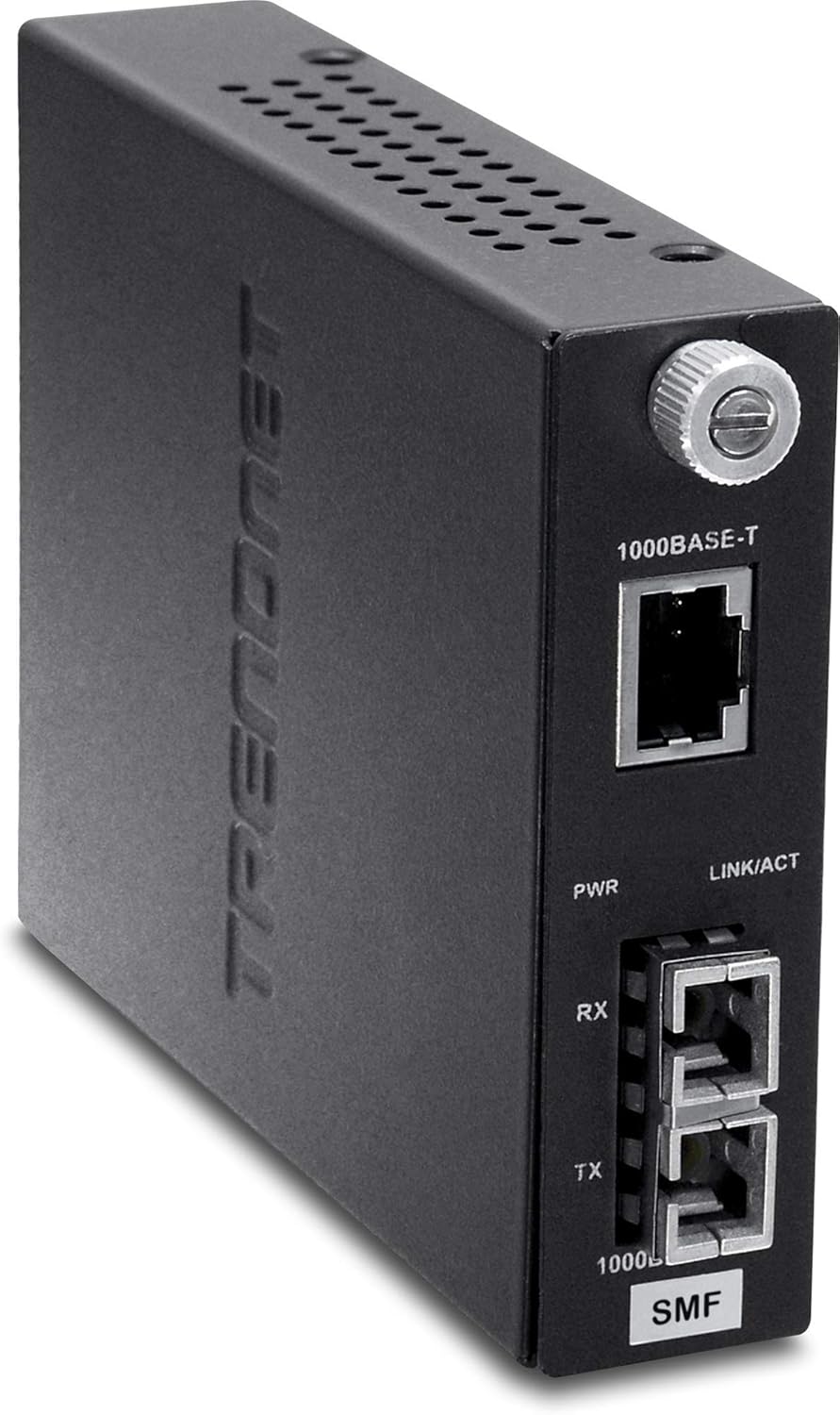 TRENDNET TFC-1000S20 INTELLIGENT 1000BASE-T TO 1000BASE-LX SINGLE-MODE SC FIBER CONVERTER, 20 KM, 12.4 MILES (BLACK)