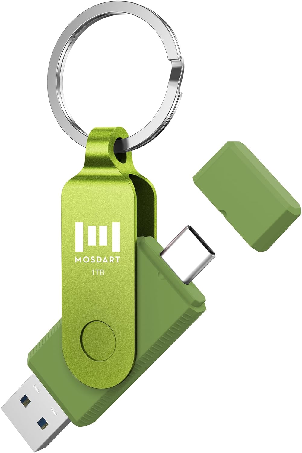 MOSDART Unidad flash USB C de 1 TB de velocidad de hasta 150 MB/s con llavero, memoria USB 2 en 1 OTG USB 3.1 Tipo-C para teléfonos USB-C Android, iPhone 15, MacBook, iPad, computadoras, etc. Verde