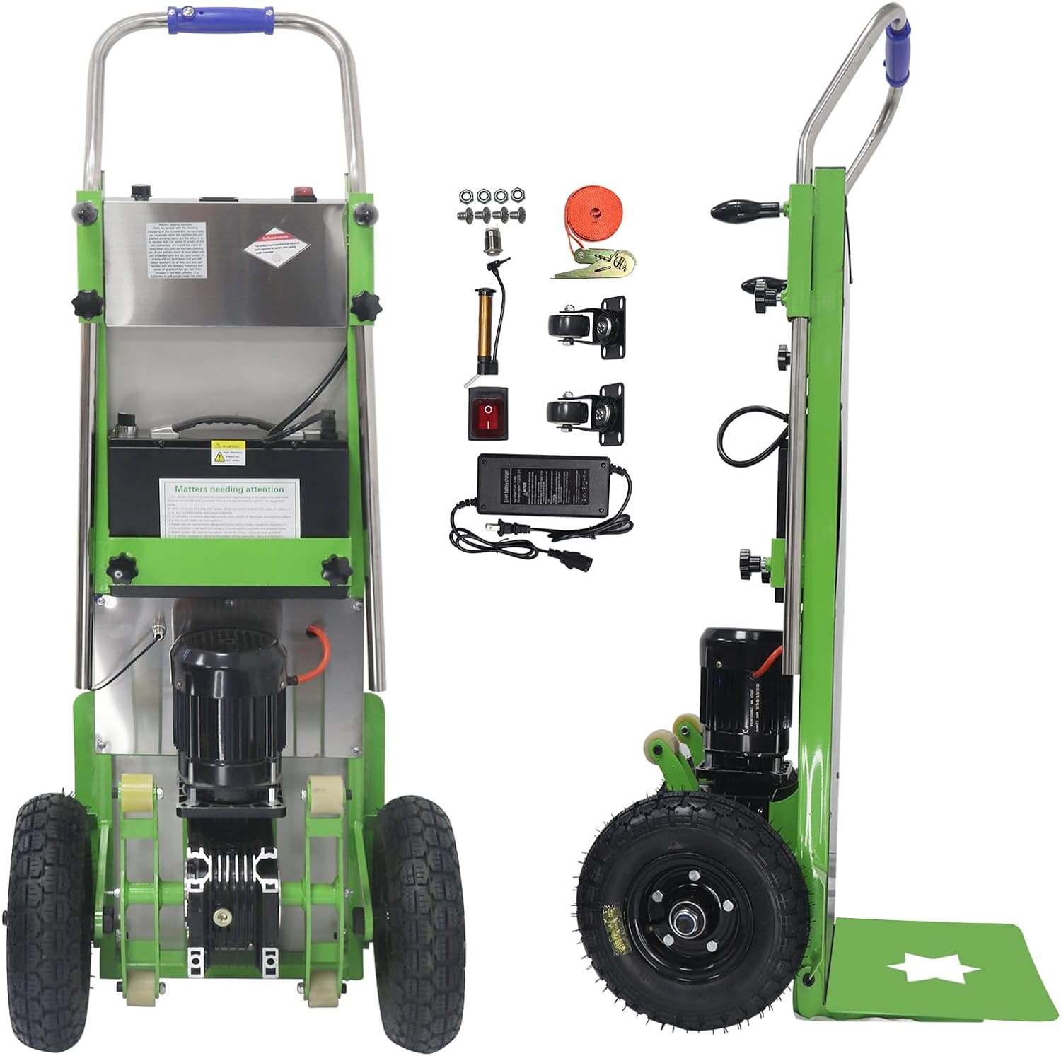 JJMNKMN CAMIONES DE MANO ELECTRICOS PARA ESCALERAS, RESISTENTE, 880 LIBRAS, ALTA CAPACIDAD DE CARGA, CARRETILLAS DE MANO ELECTRICAS PARA ESCALAR, CARRITO DE MANO ( VERDE ).