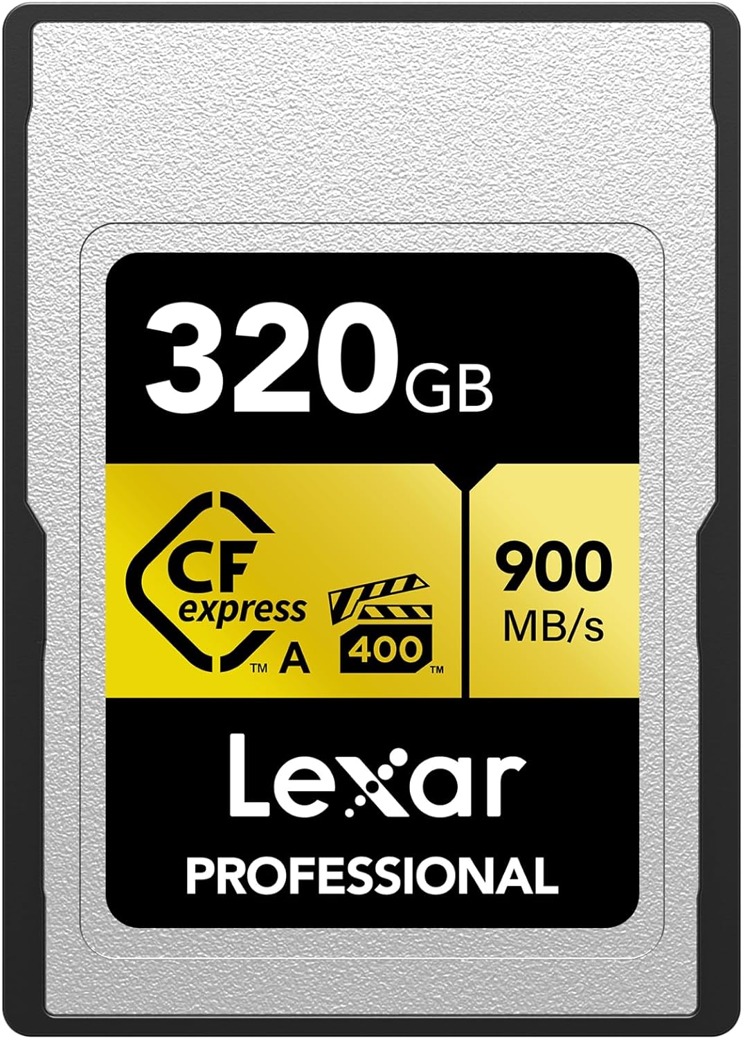 LEXAR TARJETA DE MEMORIA PROFESIONAL CFEXPRESS TIPO A GOLD SERIES DE 320 GB, HASTA 900 MB/S DE LECTURA, VIDEO 8K CON CALIDAD DE CINE, VPG 400 NOMINAL (LCAGOLD320G-RNENG)