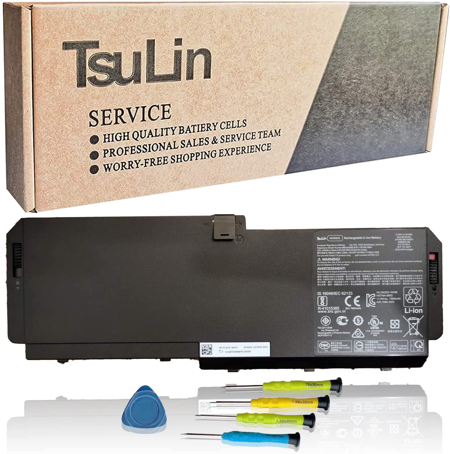 TsuLin AM06XL - Batería para laptop compatible con HP ZBook 17 G5 G6 Series Notebook AMO6XL HSTNN-IB8G L07044-855 L07350-1C1 AM06095XL HSN-Q12C 11.55V 95.9Wh 8310mAh