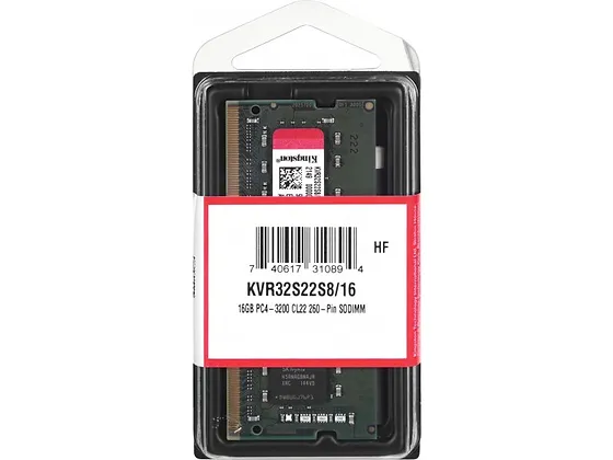 MEMORIA RAM KINSTON KVR32S22S8/16. 16GB, DDR4, 3200 Hhz, SO-DIMM