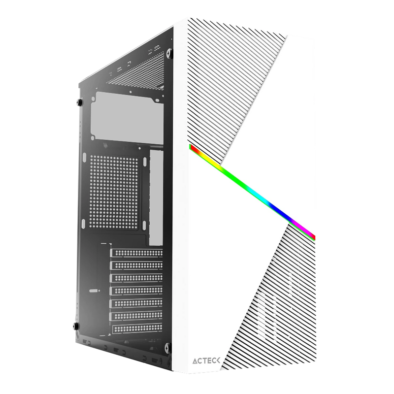 GABINETE ACTECK DRAKO GM450 RGB BLANCO, ATX 500W, AC-935722