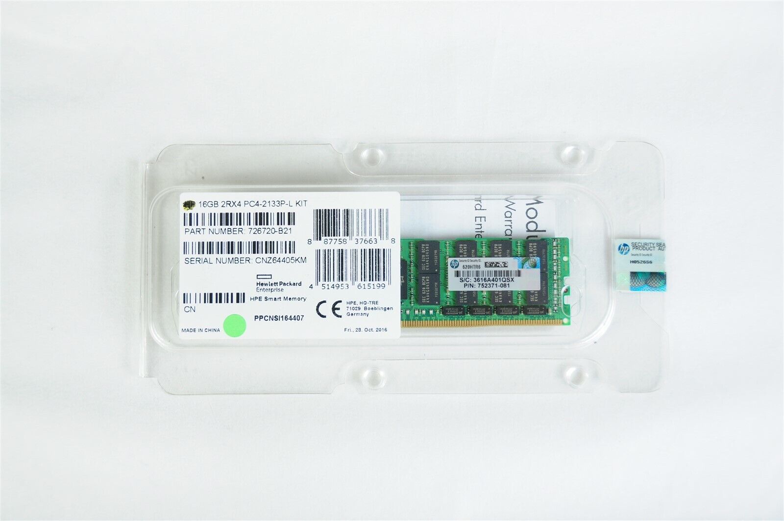 MÓDULO F/S 752371-081 726720-B21 HPE 16GB 2RX4 PC4-2133P-L (1X16G)