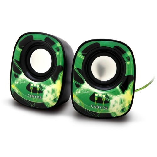 Stereo speaker set with pattern inspired by X-rays