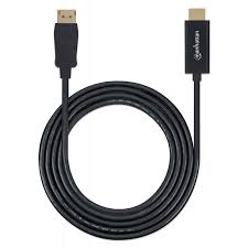 Cable Displayport 4K MANHATTAN, 3 m, DisplayPort, DisplayPort, Macho/Macho, Negro