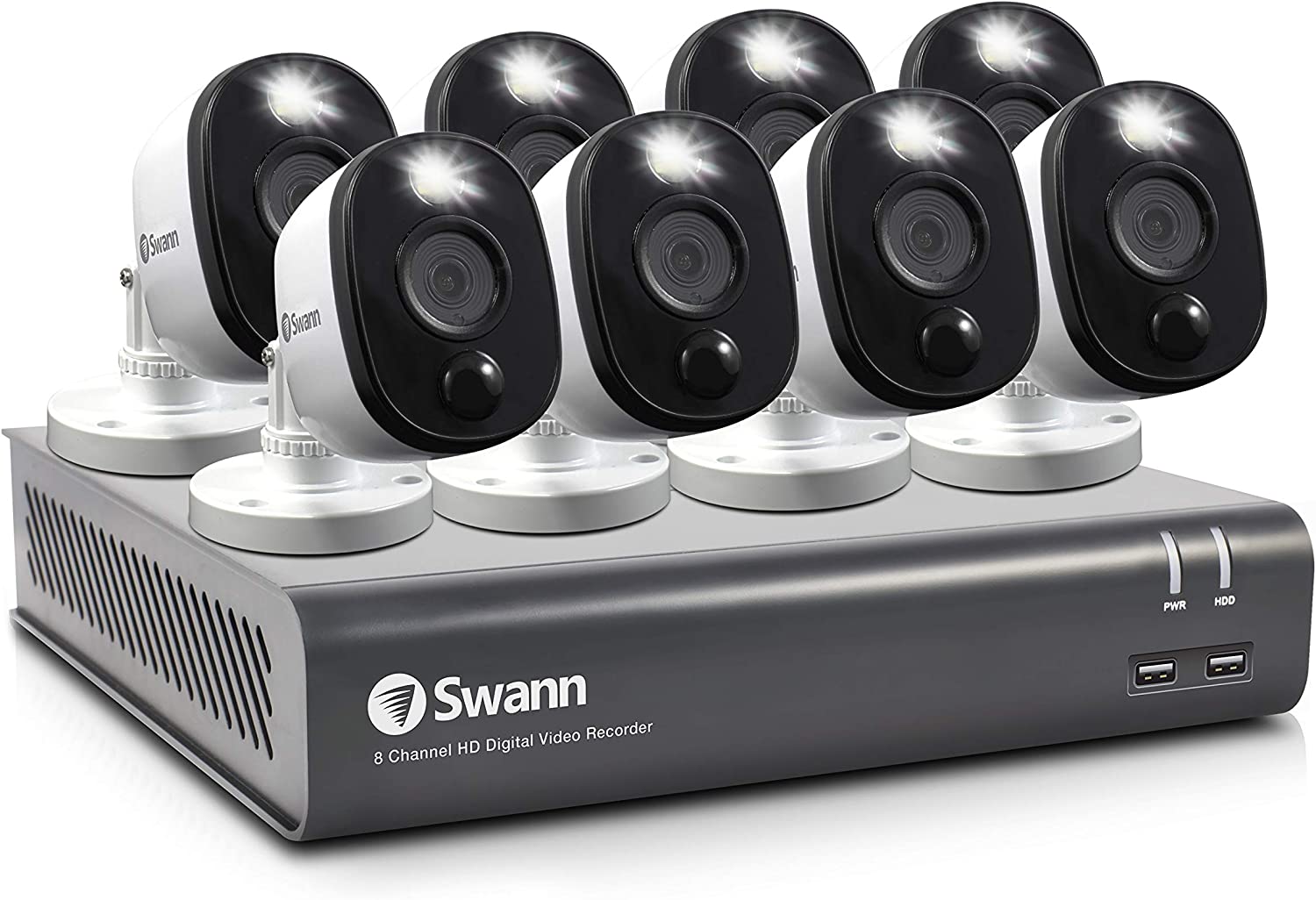 Swann | Sistema De Cámaras De Seguridad/Vigilancia, 8 Cámaras Dvr De 8 Canales con con Luz Full HD 1080P