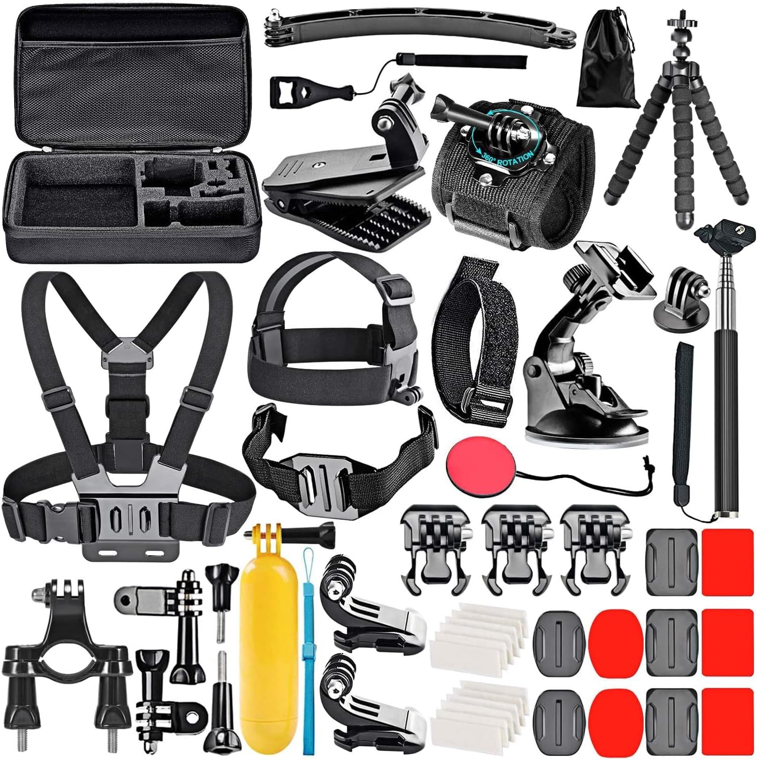 GARSELAY KIT DE ACCESORIOS PARA CÁMARA DE ACCIÓN 50 EN 1 COMPATIBLE CON GOPRO HERO 11 10 9 8 7 6 5 4 GOPRO MAX GOPRO FUSION INSTA360 DJI OSMO ACTION ACTION 2 AKASO Y MÁS.