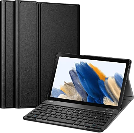 Fintie Funda de teclado para Samsung Galaxy Tab A8 de 10.5 pulgadas modelo 2022 (SM-X200/X205/X207), funda delgada y ligera con teclado Bluetooth inalámbrico desmontable magnéticamente, color negro