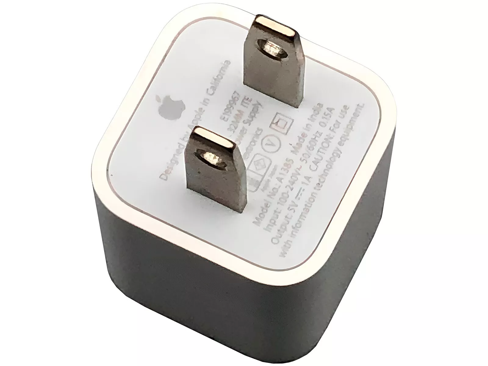 CARGADOR USB A1385 OEM PARA IPHONE DE APPLE, 5 W, 5 V, ADAPTADOR DE CORRIENTE EN FORMA DE CUBO, COLOR BLANCO.