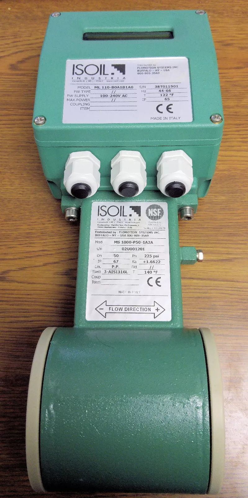 MEDIDOR DE FLUJO ELECTROMAGNÉTICO ISOIL ISOMAG MS1000-P50-1A2A Y CONVERTIDOR ML110