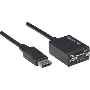 Cable Convertidor DisplayPort a VGA DisplayPort Macho a HD15 Hembra, 15 cm, Activo, Negro