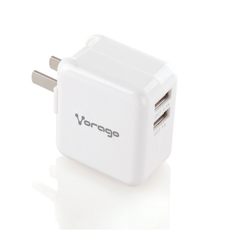 CARGADOR DE PARED 2 PUERTOS USB BLANCO VORAGO AU-100